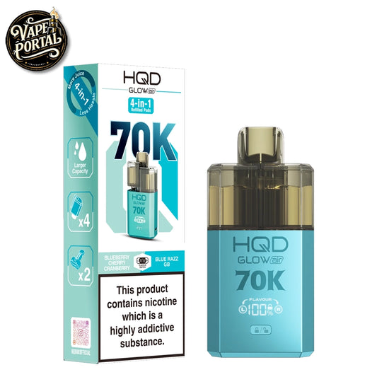 HQD Glow Air 70K Pod Kit Blueberry Cherry Cranberry & Blue Razz GB