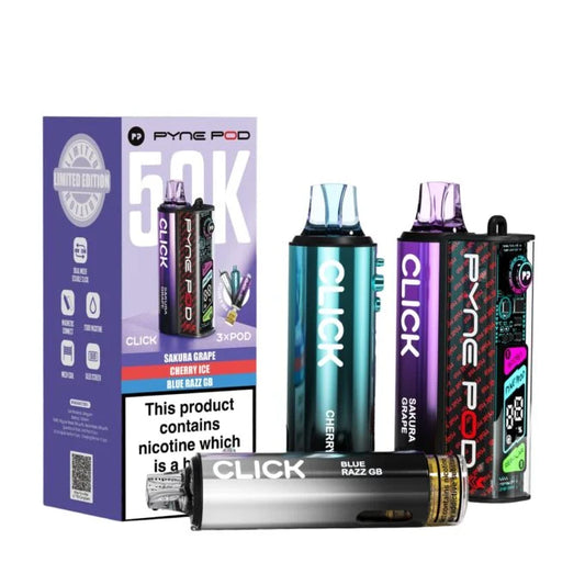Pyne Pod Click 50K Prefilled Pod Kit – 50,000 Puffs, LED Display & Mesh Coil