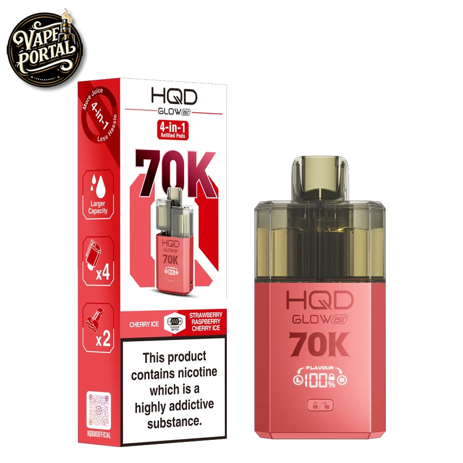 HQD Glow Air 70K Pod Kit Cherry Ice & Strawberry Raspberry Cherry Ice