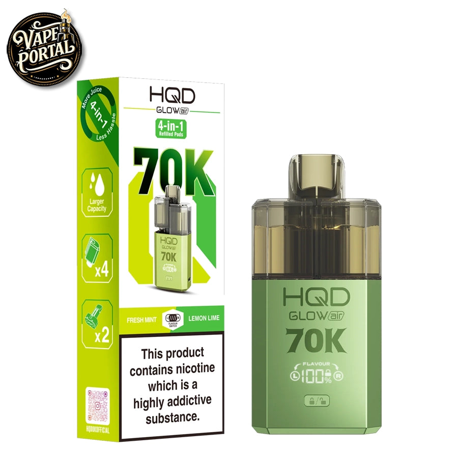 HQD Glow Air 70K Pod Kit Fresh Mint & Lemon Lime