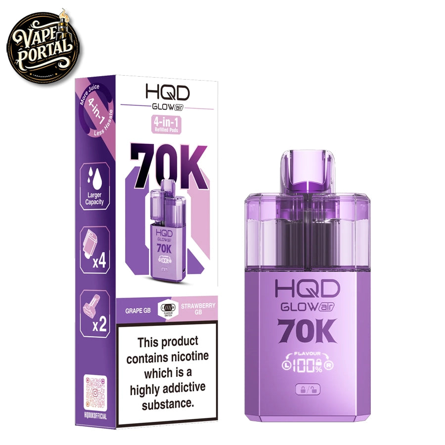 HQD Glow Air 70K Pod Kit Grape GB & Strawberry GB