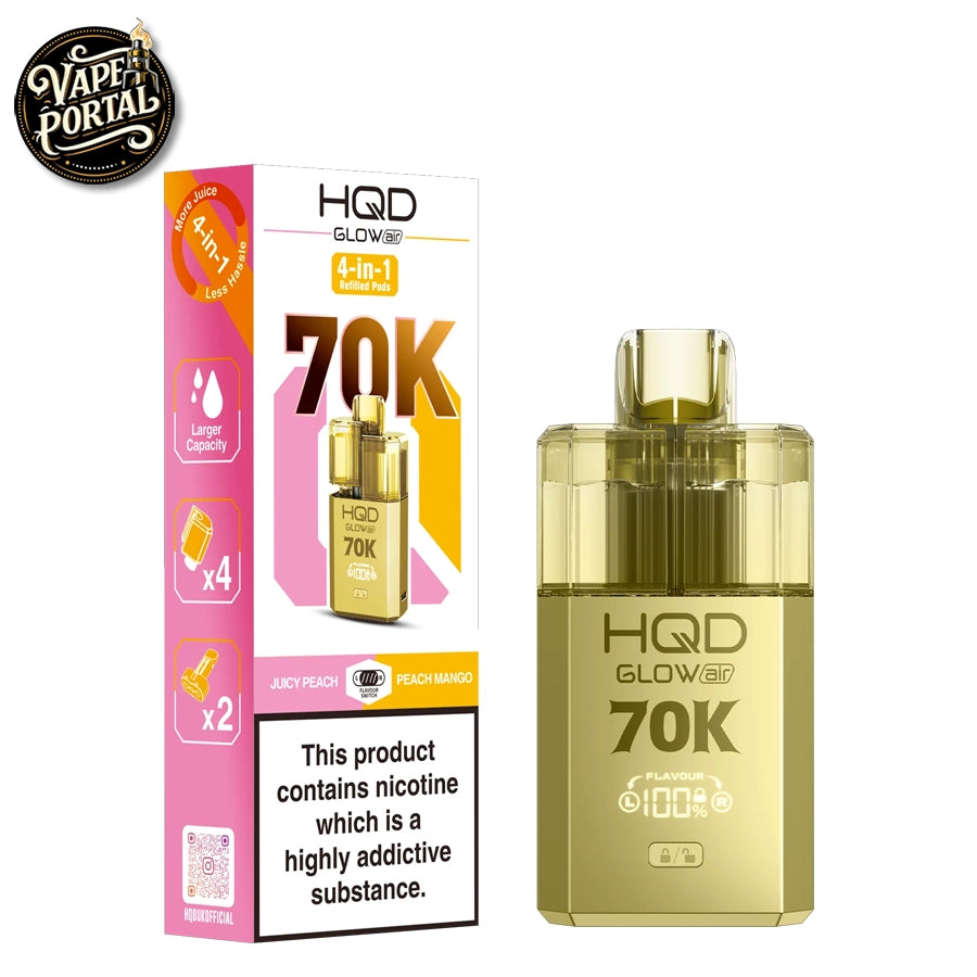HQD Glow Air 70K Pod Kit Juicy Peach & Peach Mango