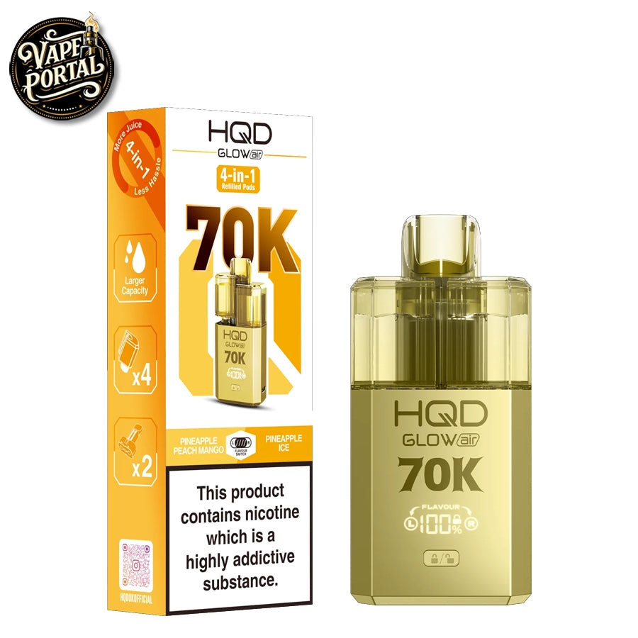 HQD Glow Air 70K Pod Kit Pineapple Peach Mango & Pineapple Ice