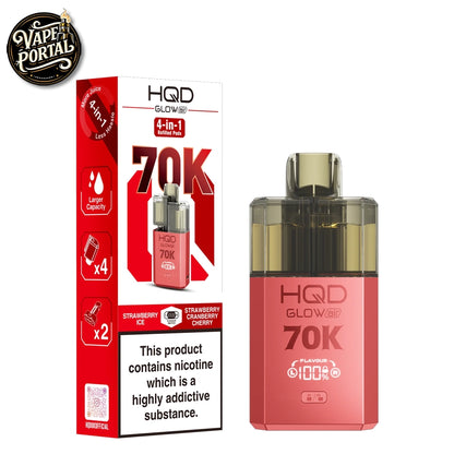 HQD Glow Air 70K Pod Kit Strawberry Ice & Strawberry Cranberry Cherry
