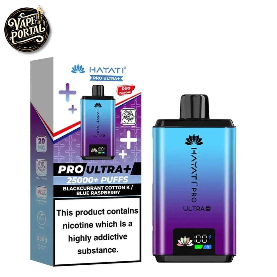 Hayati Pro Ultra Plus 25000 Prefilled Pod Kit Blackcurrant Cotton K Blue Raspberry