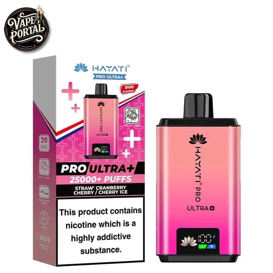 Hayati Pro Ultra Plus 25000 Prefilled Pod Kit Straw Cranberry Cherry Ice 