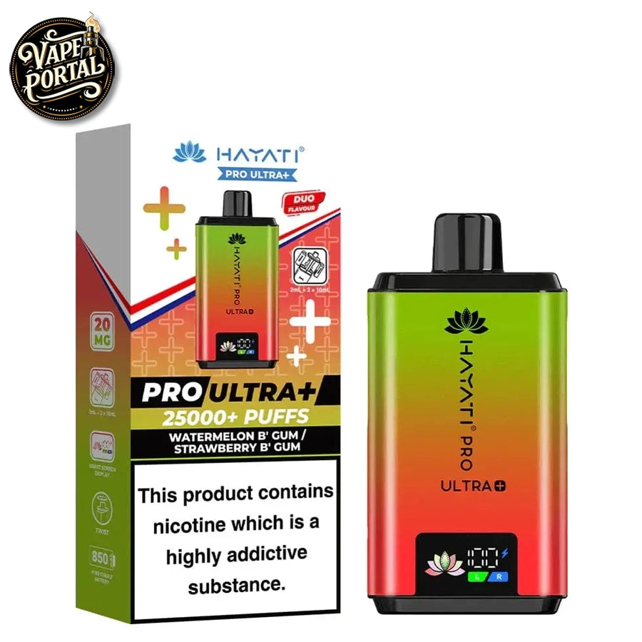 Hayati Pro Ultra Plus 25000 Prefilled Pod Kit Watermelon B-Gum Strawberry_B-Gum