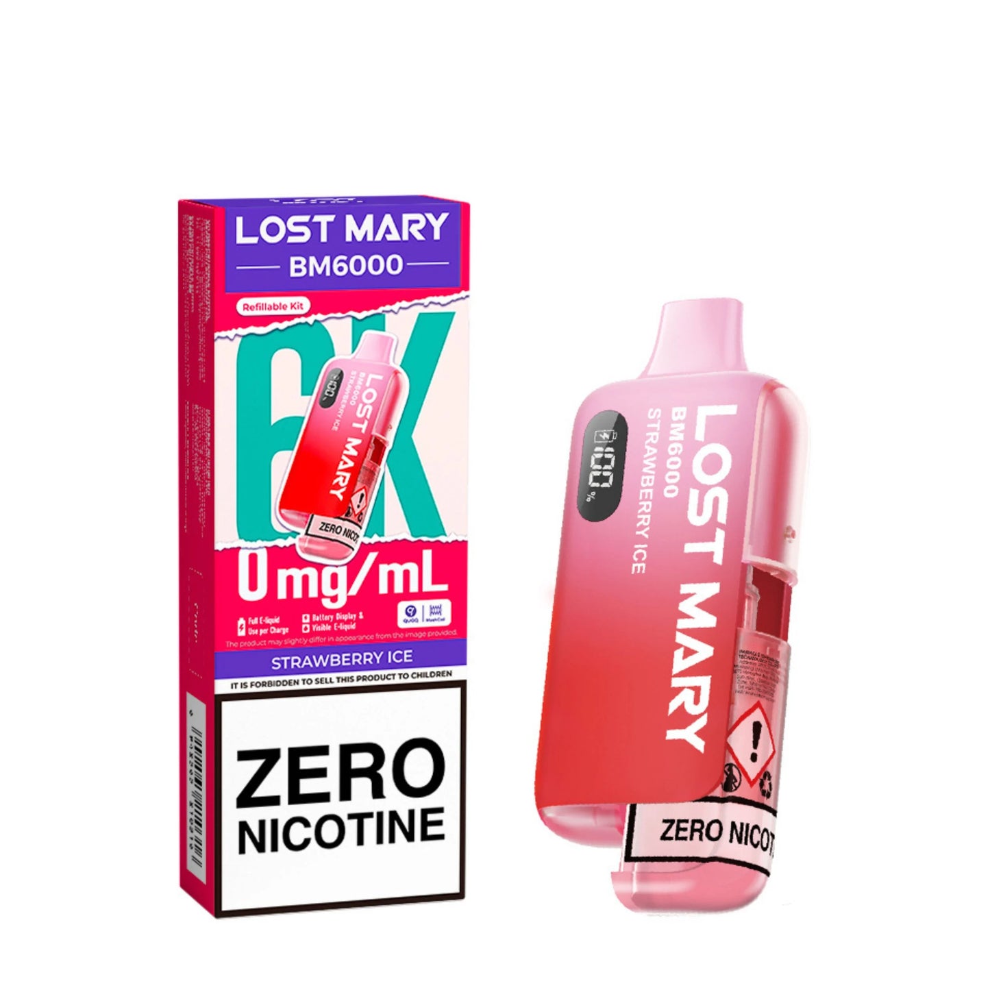 Lost Mary BM6000 Zero Nicotine Prefilled Pod Kit Strawberry Ice