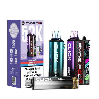 Pyne Pod Click 50K Prefilled Pod Kit – 50,000 Puffs, LED Display & Mesh Coil